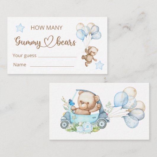 Teddy Bear Baby Baby shower Informatiekaartje (Voorkant / Achterkant)