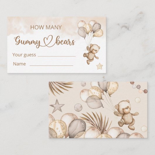 Teddy Bear Baby Baby shower Informatiekaartje (Voorkant / Achterkant)