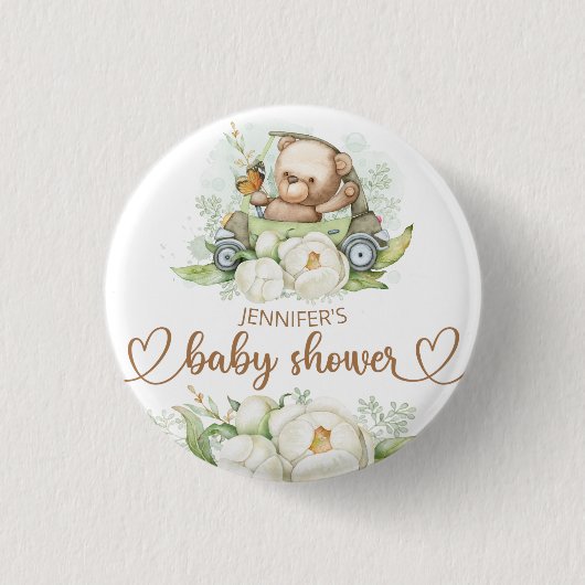 Teddy Bear Baby Baby shower Ronde Button 3,2 Cm (Voorkant)