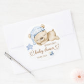 Teddy Bear Baby Baby shower Ronde Sticker (Envelop)