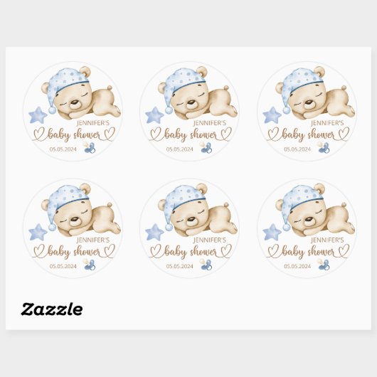 Teddy Bear Baby Baby shower Ronde Sticker (Vel)