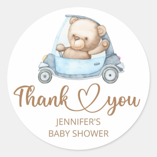 Teddy Bear Baby Baby shower Ronde Sticker (Voorkant)
