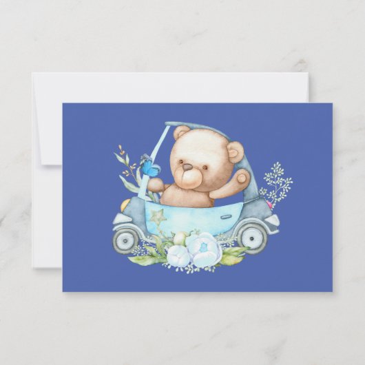 Teddy Bear Baby Baby shower RSVP Kaartje (Achterkant)