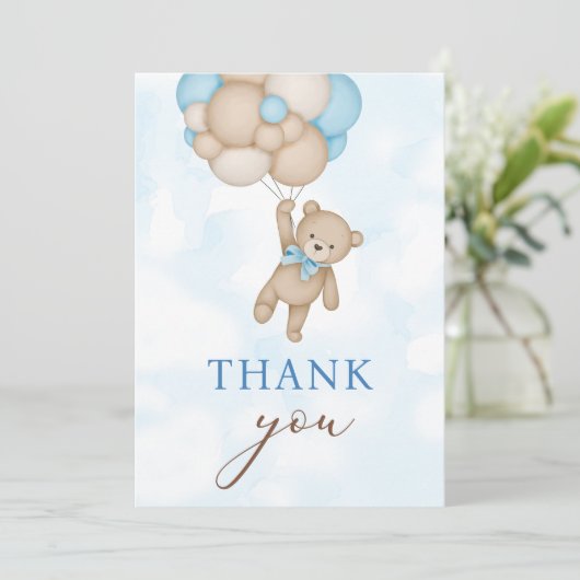 Teddy Bear Baby Bedankkaart (Staand voorkant)