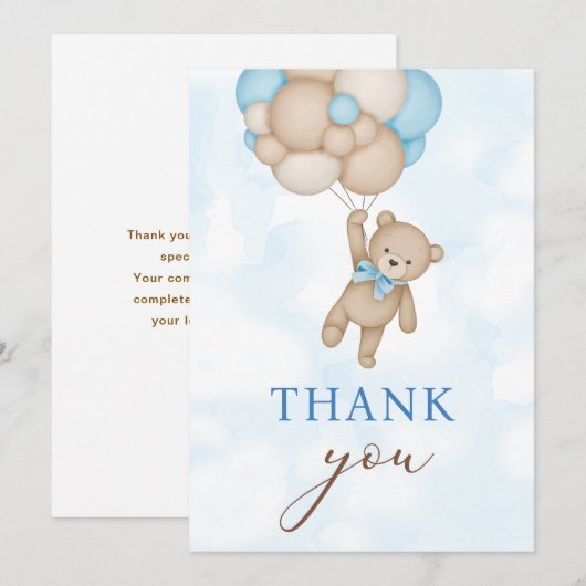 Teddy Bear Baby Bedankkaart (Voorkant / Achterkant)