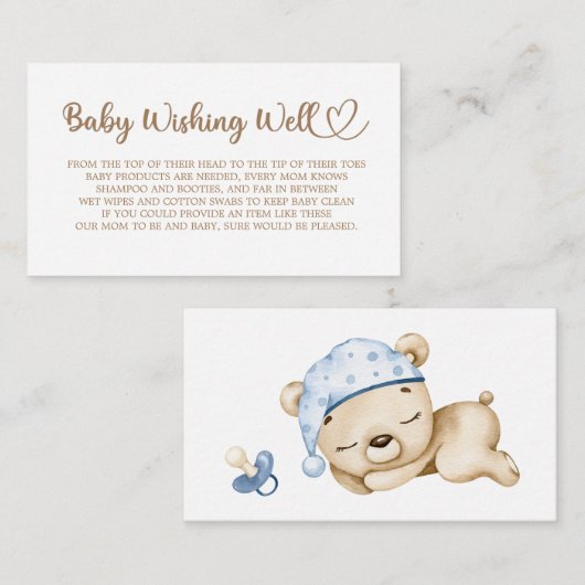 Teddy Bear, Baby Beer, Baby shower, goed verdienen Informatiekaartje (Voorkant / Achterkant)