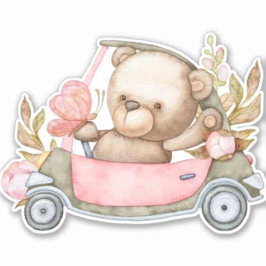 Teddy Bear Baby Beer Cute Animal Sticker (Voorkant)