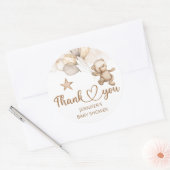 Teddy Bear Baby Beer Genderneutraal Baby shower Ronde Sticker (Envelop)