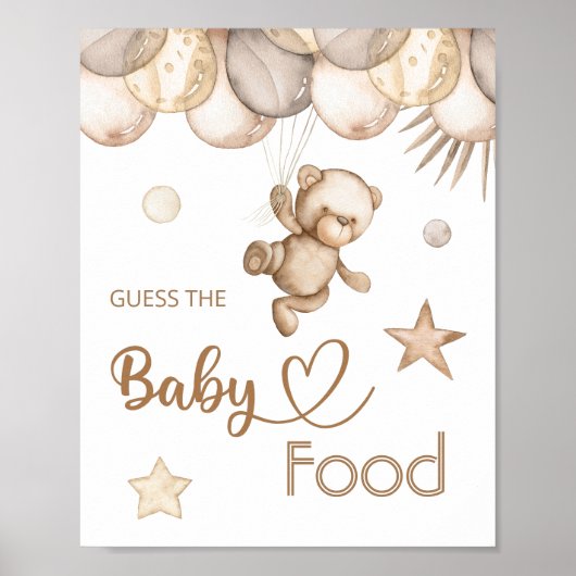 Teddy Bear Baby Beer "Raad het Baby eten" Poster (Voorkant)