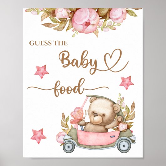 Teddy Bear Baby Beer "Raad het Baby eten" Poster (Voorkant)