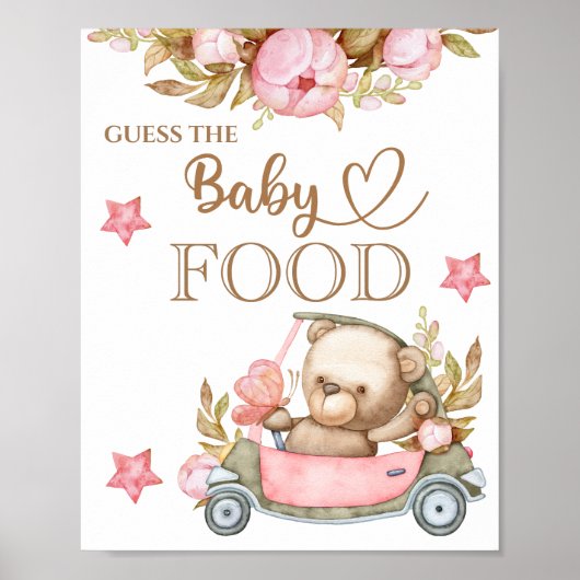 Teddy Bear Baby Beer "Raad het Baby voedsel" Poste Poster (Voorkant)
