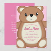 Teddy Bear Baby Birthday Party Pink Kaart (Voorkant / Achterkant)