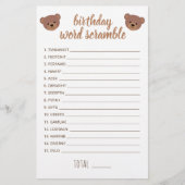 Teddy Bear Baby Birthday Word Scrambe Game (Voorkant)