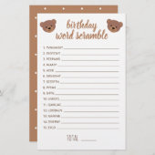 Teddy Bear Baby Birthday Word Scrambe Game (Voorkant / Achterkant)
