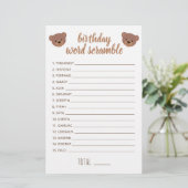 Teddy Bear Baby Birthday Word Scrambe Game (Staand voorkant)