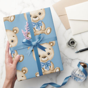 Teddy Bear Baby Boy Baby shower Cadeaupapier