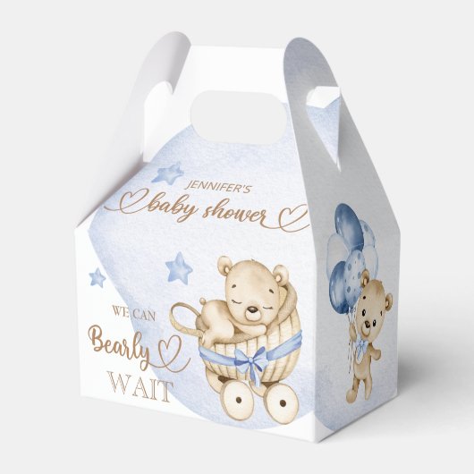 Teddy Bear Baby Boy Baby shower Favor Box Bedankdoosjes (Achterkant)