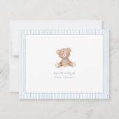 Teddy Bear Baby Boy Baby shower Notitiekaartje (Voorkant)
