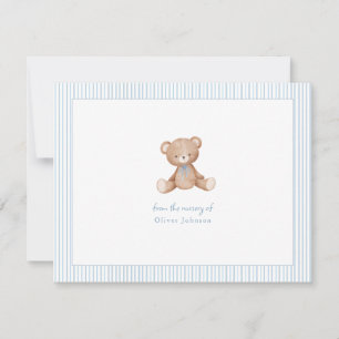 Teddy Bear Baby Boy Baby shower Notitiekaartje