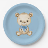 Teddy Bear Baby Boy Baby shower Papieren Bordje (Voorkant)