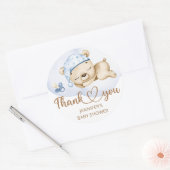 Teddy Bear Baby Boy Baby shower Ronde Sticker (Envelop)