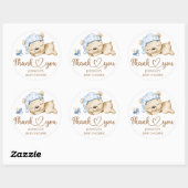 Teddy Bear Baby Boy Baby shower Ronde Sticker (Vel)