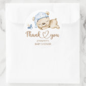 Teddy Bear Baby Boy Baby shower Ronde Sticker (Tas)