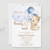 Teddy Bear Baby Boy Baby shower Uitnodiging (Voorkant)