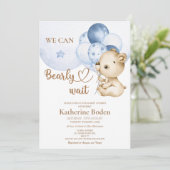 Teddy Bear Baby Boy Baby shower Uitnodiging (Staand voorkant)