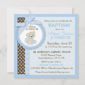 Teddy Bear Baby Boy Baptism Blue Kaart (Achterkant)