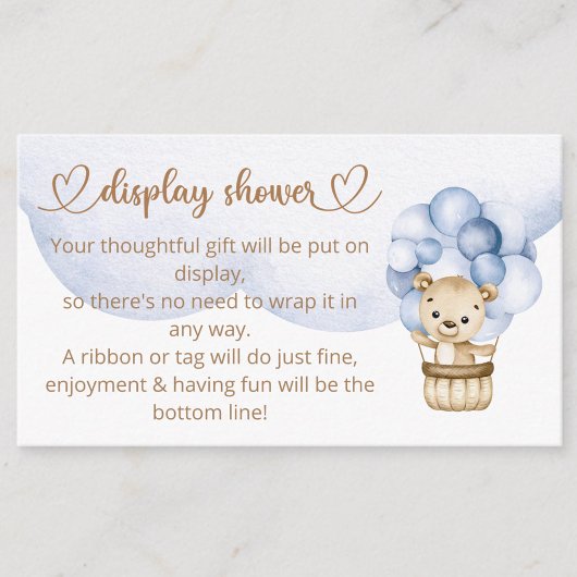 Teddy Bear Baby Boy Beer Baby shower Informatiekaartje
