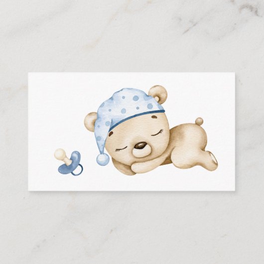 Teddy Bear Baby Boy Beer Baby shower Informatiekaartje (Achterkant)