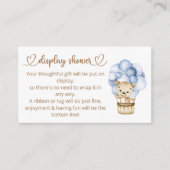Teddy Bear Baby Boy Beer Baby shower Informatiekaartje (Voorkant)