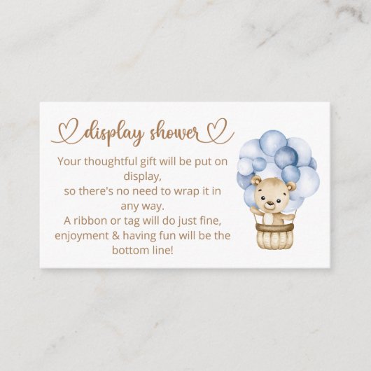 Teddy Bear Baby Boy Beer Baby shower Informatiekaartje (Voorkant)
