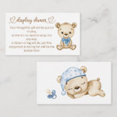 Teddy Bear Baby Boy Beer Baby shower Informatiekaartje (Voorkant / Achterkant)