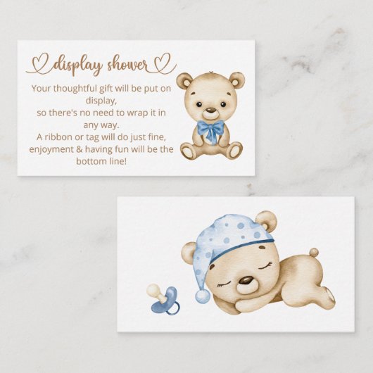 Teddy Bear Baby Boy Beer Baby shower Informatiekaartje (Voorkant / Achterkant)