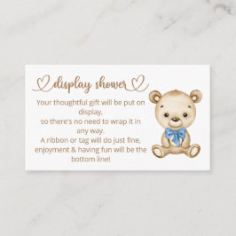 Teddy Bear Baby Boy Beer Baby shower Informatiekaartje