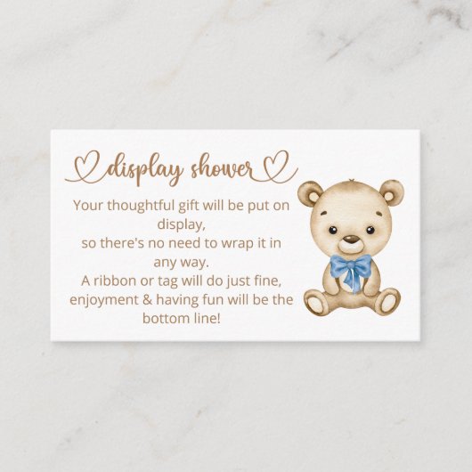Teddy Bear Baby Boy Beer Baby shower Informatiekaartje (Voorkant)