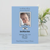 Teddy Bear - baby boy - bekendmakingskaarten Aankondiging (Staand voorkant)