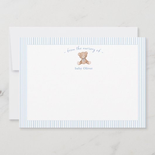 Teddy Bear Baby Boy blue Bedankkaart (Voorkant)
