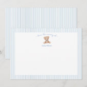 Teddy Bear Baby Boy blue Bedankkaart (Voorkant / Achterkant)