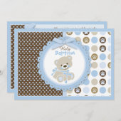 Teddy Bear Baby Boy doop blauw Kaart (Voorkant / Achterkant)