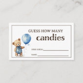 Teddy Bear Baby Boy Shower Guessing spel Informatiekaartje (Voorkant)
