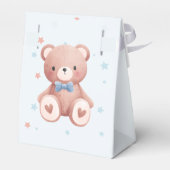 Teddy Bear Baby Boy Shower - Soft Blue Stars Bedankdoosjes (Achterkant)
