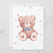 Teddy Bear Baby Boy Shower - Soft Blue Stars Kaart (Achterkant)
