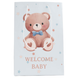 Teddy Bear Baby Boy Shower - Soft Blue Stars Medium Cadeauzakje
