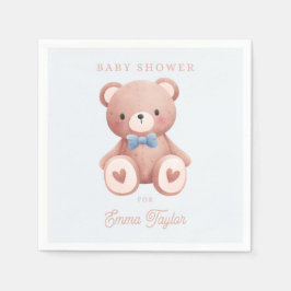 Teddy Bear Baby Boy Shower - Soft Blue Stars Servet