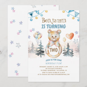 Teddy Bear Baby Boy's Birthday Party Kaart