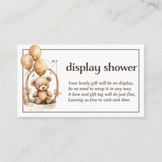 Teddy Bear Baby Display Shower Informatiekaartje (Voorkant)