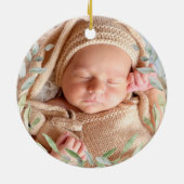 Teddy Bear Baby Eerste Eerste Eerste Kerstkerst Gr Keramisch Ornament (Achterkant)